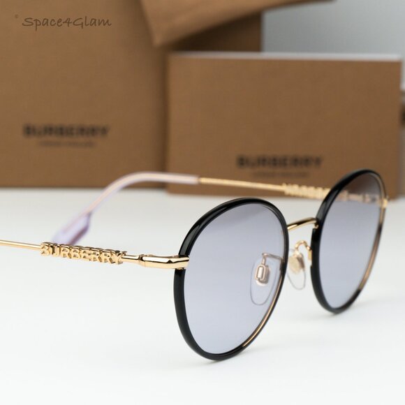 BRAND NEW Burberry BE3148D 10171A Black Gold Lillac Oval Unisex Sunglasses main image 5